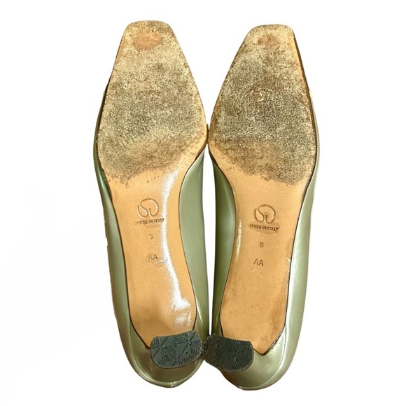 St. John Made in Italy Sage Green Leather Heels - Size 8 AA - Picture 4 of 8